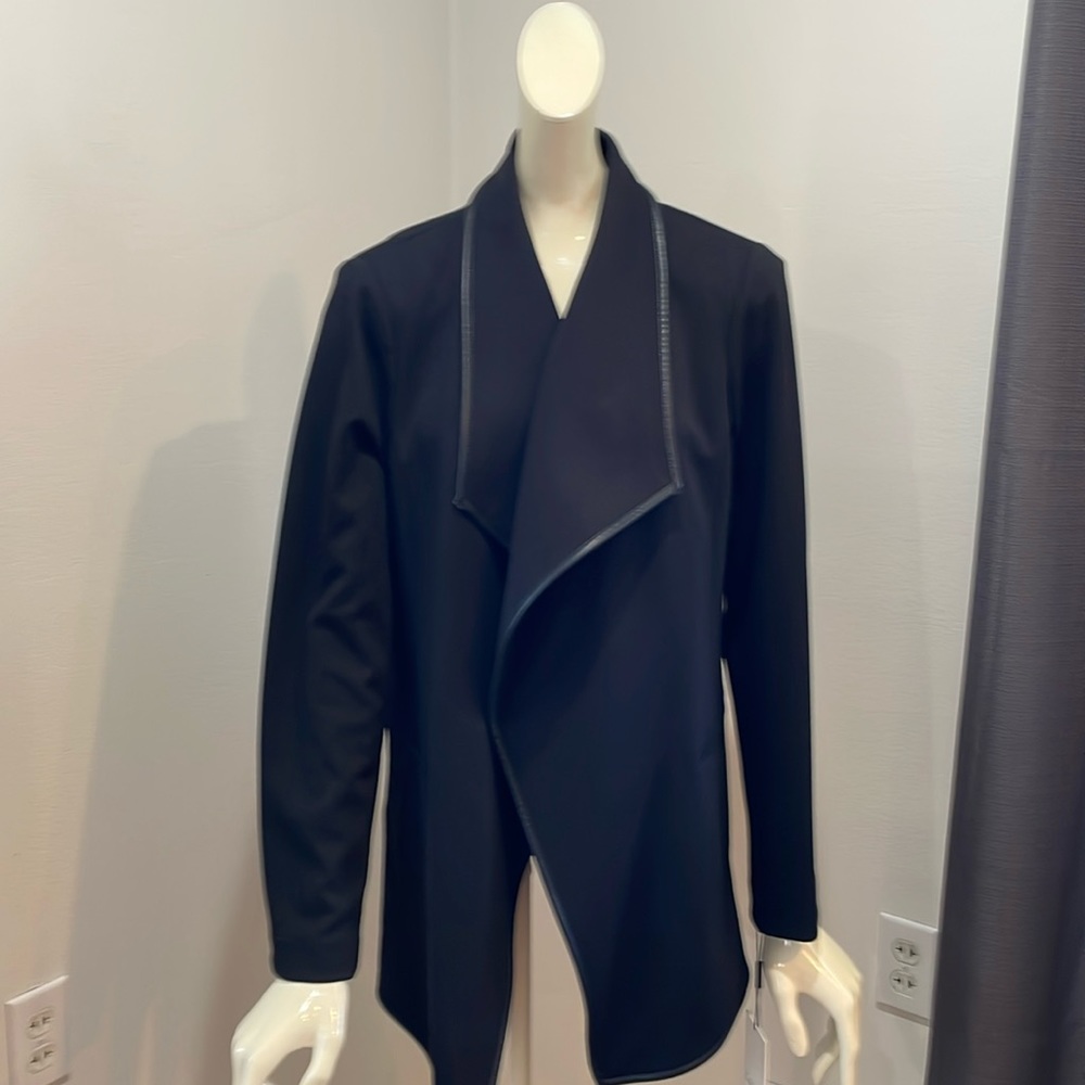 Calvin Klein black faux leather trim jacket.